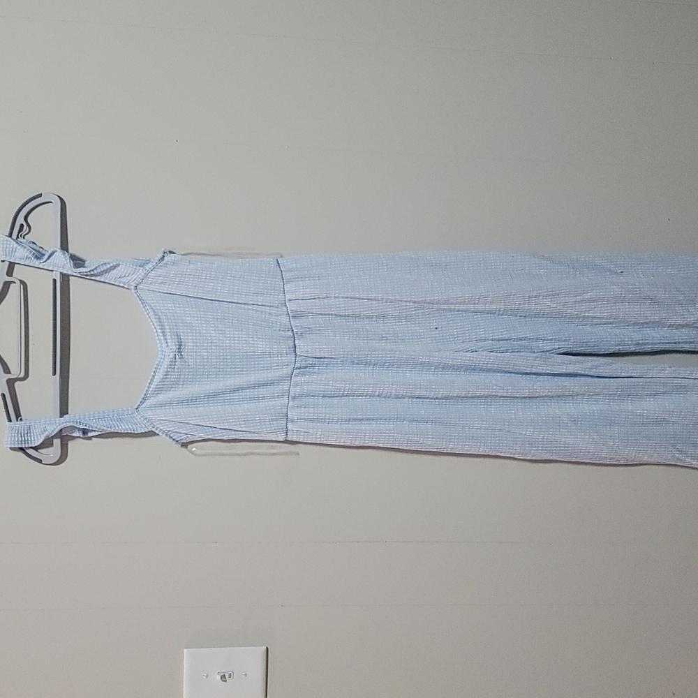Blue and White Stretchy Jumpsuit